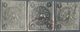 Iran: 1876, Lion Issue 1 Ch. Used And Unused, Three Stamps Showing Three Types, Vertical Band, Full - Iran