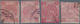 Iran: 1878, Re-engraved Lion Issue 1 Kr. Carmine, Four Used Stamps Showing All Four Types, Well To T - Iran