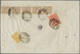 Iran: 1900, Heavy Cover With 2 Ch. Strip Of Five, 1 Kr. Brick And 5 Ch. Yellow, All Tied By Very Cle - Iran