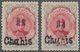 Iran: 1917, Provisional Issue 12 Ch. On 1 Kr. And 24 Ch. On 1 Kr. Blue Carmine, Both Mint Hinged, Se - Iran