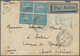 Libanon: 1939 „POSTE AUX ARMEES 600“ = BEYROUTH Cds On France 50c Semeuse Lignée (Yvert 362) Bloc Of - Lebanon