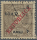 Macau: 1913, 4 A. On 8 A., Surcharge Inverted, Used, Torn Corner Perf. Backed. - Sonstige & Ohne Zuordnung