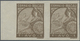 Macau: 1934, Padroes, Proof: 1 A. Olive Brown, Imperforated, A Left Margin Pair No Gum. - Other & Unclassified