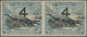 Nordborneo: 1899, Crocodile 4 CENTS Overprinted 12c. Black And Dull Blue Horizontal Pair Imperf Betw - Noord Borneo (...-1963)