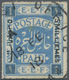 Palästina: 1918. Definitive 5m On 1p Cobalt Blue, Central Cancellation "18 FE / 18". Rare! - Palestine
