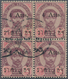 Thailand: 1898, 4a. On 12a. Lilac/carmine, Used Block Of Four, Upper Left Stamp With Oval Stop. Cert - Thailand