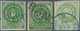 Argentinien: 1862 Three Used Singles Of The 10c., One In Green With Accent Cancelled By "GUALEGUAI" - Other & Unclassified