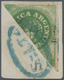 Argentinien: 1862, 10c. Green, Bisected Diagonally, On Piece Neatly Cancelled By Blue Oval "SALTA" P - Other & Unclassified