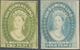 Tasmanien: 1855, QV Chalon Heads 2d. Green And 4d. Blue PLATE PROOFS On Very Thick Unwatermarked And - Brieven En Documenten