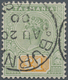 Tasmanien: 1897, QV Tablets £1 Green/yellow Fine Used With Nearly Central 'BURNI(E), AU20/00, TAS.' - Brieven En Documenten