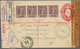 Australien - Ganzsachen: 1943, Envelope KGV 1d Uprated 1d (strip-4) Canc. "BOTANY 30 MR 43 NSW" Regi - Postal Stationery