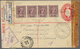 Australien - Ganzsachen: 1943, Envelope KGV 1d Uprated 1d (strip-4) Canc. "BOTANY 30 MR 43 NSW" Regi - Postwaardestukken