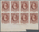 Brasilien: 1878-79, 700 R. Red-brown Imperf Block Of Eight On White Wove Paper, Bottom Wide Corner M - Altri & Non Classificati