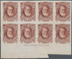 Brasilien: 1878-79, 700 R. Red-brown Imperf Block Of Eight On White Wove Paper, Bottom Wide Corner M - Other & Unclassified