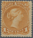 Canada: 1869, QV 1c. Orange-yellow (large Type) Mint Heavy Hinged, Scarce Stamp! SG. £ 1.000 - Andere & Zonder Classificatie