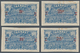 Französisch-Guyana: 1924, Revaluation Overprints, 25c. On 2fr. Blue, Four Different Essays Of Overpr - Unused Stamps