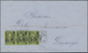 Mexiko: 1870, 12 C Black On Green With Overprint 22-70 DURANGO Horizontal Stripe Of Three Tied By Fr - Mexico