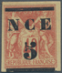 Neukaledonien: 1882, 5 Centimes At 40 Cent. Brick Red/seam, Superb Mint, Hinged, Signed Brun Et. Al. - Brieven En Documenten