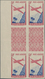 Reunion: 1938, Airmails 9.65fr. Carmine/ultramarine, Left Marginal Imperforate Gutter Block Of Four - Covers & Documents