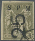 St. Pierre Und Miquelon: 1885, 25 On 1fr. Olive, "SPM" At Top And Lying "25" (double Impression), Fr - Other & Unclassified