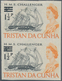 Tristan Da Cunha: 1967, Three Mast H.M.S. Challenger 1½ Pence On 4 Penny Black/ Orange In Imperforat - Tristan Da Cunha