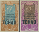 Tschad: 1924/1928, AEF Overprints, Design "Coconut Palms", Two Imperforate Proofs In Colours "bistre - Tsjaad (1960-...)