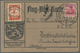 Flugpost Übersee: 1912, Airmail Rhein-Main TO INDIA(!): Airmail Stamp 10 Pf And Germania 10 Pf. (rou - Other & Unclassified