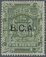 Britisch-Zentralafrika: 1891-95 £5 Sage-green Optd. "B.C.A.", Mint Lightly Hinged, Fresh And Very Fi - Autres & Non Classés