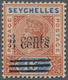 Seychellen: 1901 QV 3c. On 16c. Chestnut & Ultramarine, Variety "OVERPRINT DOUBLE", Mint Never Hinge - Seychelles (...-1976)