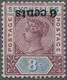 Seychellen: 1901 QV 6c. On 8c. Brown-purple & Ultramarine, Variety "OVERPRINT INVERTED", Mint Lightl - Seychelles (...-1976)