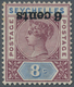 Seychellen: 1901 QV 6c. On 8c. Brown-purple & Ultramarine, Variety "OVERPRINT INVERTED", Mint Lightl - Seychellen (...-1976)