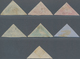 Kap Der Guten Hoffnung: 1853-64 Group Of Seven Used Triangles, With Four Of 4d. (from Early Perkins - Kaap De Goede Hoop (1853-1904)