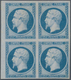 Frankreich: 1853, Empire Nd 25c. Blue, Left Marginal Block Of Four, Fresh Colour And Full Margins Al - Andere & Zonder Classificatie