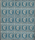 Frankreich: 1853, Empire Nd 25c. Blue, Left Marginal BLOCK OF 25, Fresh Colour And Close To Full Mar - Autres & Non Classés