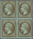 Frankreich: 1865, Napoleon Dentele 1c. "mordore" On Bluish, Block Of Four In Fresh Intense Colour An - Andere & Zonder Classificatie