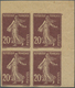 Frankreich: 1916/1917, Semeuse Camee 20c. Brown-lilac, GC Paper, Imperforate Block Of Four From The - Other & Unclassified