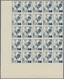 Frankreich: 1944, Definitives, 2fr. Blue "Coq", Imperforate Marginal Block Of 25 From The Lower Left - Other & Unclassified