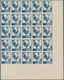 Frankreich: 1944, Definitives, 2fr. Blue "Coq", Imperforate Marginal Block Of 25 From The Lower Left - Other & Unclassified