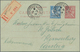 Französische Post In Der Levante: 1903, 1 Pia. On 25 C Blue Additional Franking On 10 C Registered P - Otros & Sin Clasificación