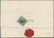 Italien - Altitalienische Staaten: Kirchenstaat: 1852, 1 Baj Black Auf Bluish Green Backside On Fold - Papal States