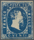 Italien - Altitalienische Staaten: Sardinien: 1851, 20 C Blue, Mint Without Gum. Sassone Value 6,000 - Sardinia