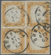 Italien - Altitalienische Staaten: Sardinien: 1862, 10 C Bistre Orange, Block Of 4, Full Margins All - Sardinia