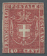 Italien - Altitalienische Staaten: Toscana: 1860, 40 Cent. Carminio, 40c. Carmine Without Gum, Cut I - Tuscany