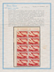 Italien: 1945, 10 L Rose-carmine In Vertical Stripe Of Five With Margin On Top, Two Stamps Printed O - Neufs