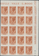 Italien: 1955/1960. 80 Lire Orange Brown, Not Perforated Block Of 20 From The Upper Right Corner Of - Neufs