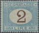 Italien - Portomarken: 1870, 2 Lire Light Blue And Brown, Mint Never Hinged. Slightly Off Centered. - Postage Due