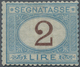 Italien - Portomarken: 1870, 2 Lire Light Blue And Brown, Mint Never Hinged. Slightly Off Centered. - Strafport