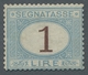 Italien - Portomarken: 1870, "1 L. Blue/brown", In Fresh Color With Above-average Perforation And Or - Strafport