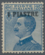 Italienische Post In Der Levante: 1908, 1 Piaster On 25 Cent. Blue Unused With Original Gum, Signed - General Issues
