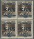 Jugoslawien: 1918, SHS Overprints, 20f. Brown "Karl", Block Of Four With Inverted Overrpint In Blue - Andere & Zonder Classificatie